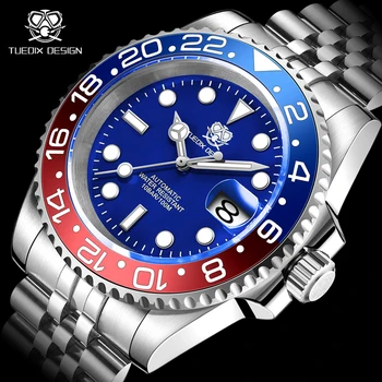 TUEDIX DESIGN TD-1861N Автоматичен часовник за мъже NH35 механично движение от неръждаема стомана сапфир кристал гмуркане часовник луксозна марка