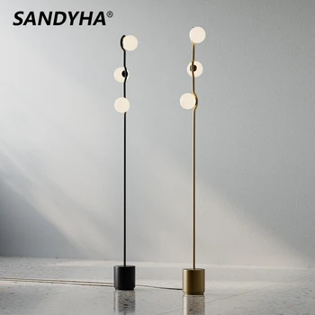 SANDYHA Lampara de pie abajur para quarto Nordic Glass Standing Table Lampada Led Lampe Chevet Подова светлина за хол