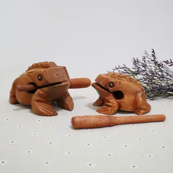Тайландска жаба Фън Шуй Лъки жаби Занаятчийско дърво Ръчно издълбана жаба Дървени жабешки орнаменти Лъки Фрог Крякане Музикални инструменти