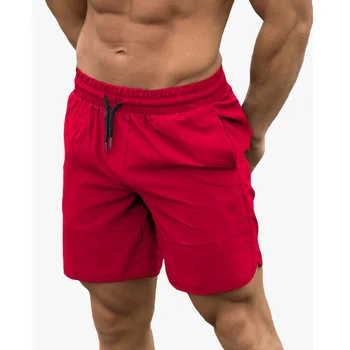 Мъжки плътен цвят плажни шорти на открито бягане дишаща товарни панталони