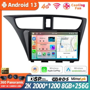 Android 13 За Honda CIVIC Хечбек 2012 - 2017 Автомобилно радио Мултимедия Видео плейър Навигация GPS стерео 360 Камера Head Unit 9