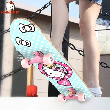 Sanrio Hello Kitty неща Аниме фигура kawaii скейтборд Shuangqiao момиче получаване на стартови подаръци за деца Новият Моден спорт