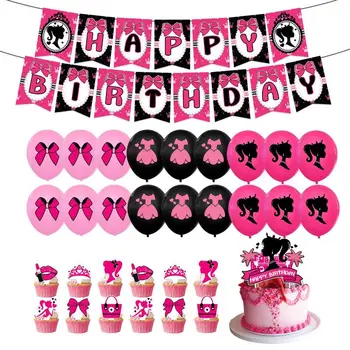 Розови декорации за рожден ден Декорации за рожден ден Честит рожден ден банери Закачете хартиени фенове за деца