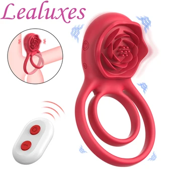 Безжично дистанционно управление Розов пенис пръстен петел пръстен вибратор за мъже забавяне еякулация петел пръстен възрастни продукти секс играчка за двойка