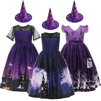 5-12 години Teen момичета рокля Хелоуин парти рокли за момиче вещица призрак замък принцеса рокля деца карнавал косплей костюм