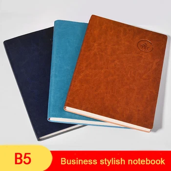 (Безплатно гравиране на лого) A5 / B5 / A6 Бизнес бележник от мека кожа, бележник, студентски дневник, протокол от срещи, наръчник, книга с откъси