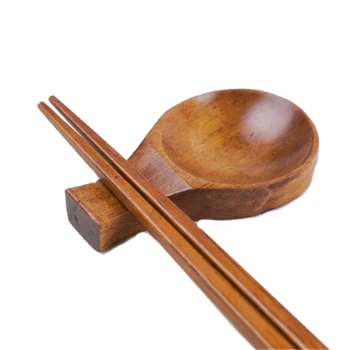 1Pc Висока Quallity дървени пръчици притежателя почивка японски стил лъжица вилица нож дървени прибори за хранене багажник декорация