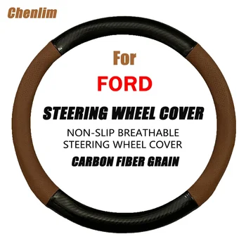 Дишаща тънка кола волана покрива мека изкуствена кожена плитка на капака на волана за Ford S-MAX