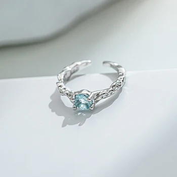 LIUERXIN личност синьо кубичен циркон пръст пръстен за жени мода договорени дизайн ежедневно износване страна луксозни бижута на едро