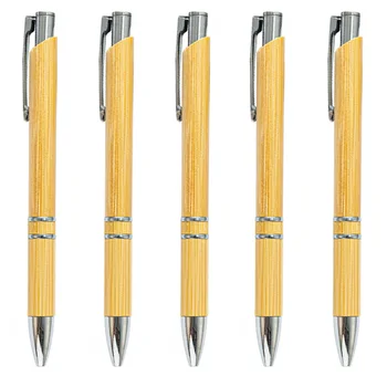 100Pcs Бамбукови химикалки с две намотки Канцеларски печат на писалки Бамбукови химикалки