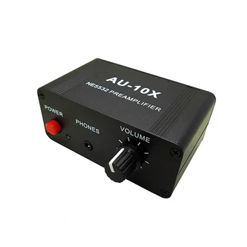 Мини аудио предусилвател Мини преден звуков усилвател 3.5Mm входен изход за слушалки Аудио телефон звуков контролер US Plug