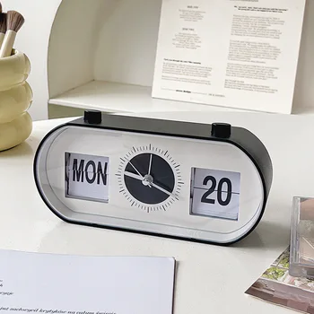 Нови творчески спални будилник забавно флип механичен будилник настолен цифров календар часовници ретро бюро часовници дома декор