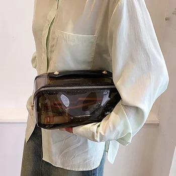 Прозрачна чанта за грим Модно пътуване Дамска козметична чанта Калъф за красота Голям капацитет Преносими чанти Комплект тоалетни принадлежности Дами