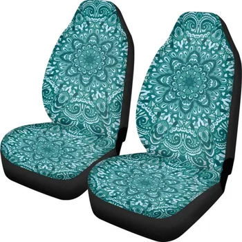Mandala Seat Covers Boho Car Seat Covers Пълен комплект от 2 броя Boho столче за кола покрива само предната седалка Зелена защита на столчето за кола