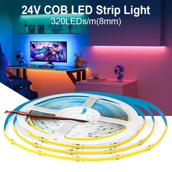 Гъвкава COB LED лента DC 24V висока плътност Led лента 320LEDs / m COB светлини лента RA 90 огъваща се за вътрешно декоративно осветление