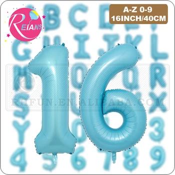 16 инча светло синьо фолио Брой 0-9 фолио Балони Digital Globos Декорации за сватбено тържество за рожден ден Балони Консумативи за бебешки душ
