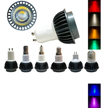 Димируем 12V 24V GU10 MR16 GU5.3 E27 E14 LED крушка 9W спот лампа Заменен халоген 500lm DC зелен син жълт топло бял