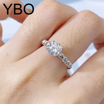 YBO брилянтен 1ct Moissanite пръстен жени момиче годежни сватбени халки 100% 925 стерлинги сребро бижута парти рожден ден бижу подарък