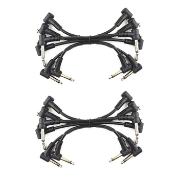 12 X електрически китарни кабели 6 инча 1/4 прав ъгъл ефект педал кръпка кабел черен