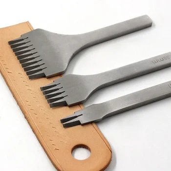 Кожен занаятчийски шиене Punch Tool Комплект DIY дупки Инструменти Длето пробиване инструмент 2/5/8 Prong