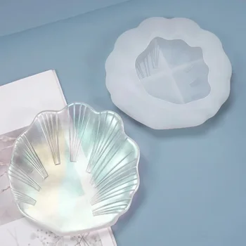 Shell-образна сапунена чиния Епоксидна тава Силиконова смола Мухъл леене мухъл за бижута DIY декоративен държач съхранение дрънкулка изкуства занаят