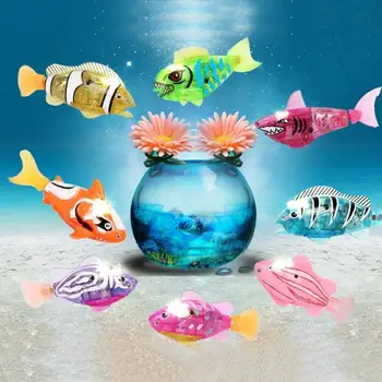 Нов 1pc електрически риба къпане душ домашен любимец котка играчка сензор гмуркане робот риба светлинен електрически плуване риба бебе класически играчки за баня