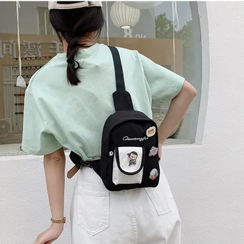 Kawaii Ins Японска малка чанта за рамо Нова корейска версия Студентска анимационна чанта Проста найлонова чанта за момичета