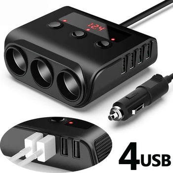 12V/24V 3-посочни автоконтакти автомобилна запалка с 5 USB зарядно устройство сплитер запалка 5V 3.1A изходна мощност с дисплей за напрежение