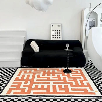 Сгъстяване шахматна дъска килими за хол пухкав мек салон килим модерна спалня декор нехлъзгащ мат Начало проучване карирана килим
