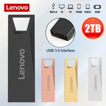 Lenovo 2TB Metal Pendrive USB 3.0 Оригинални U дискови флаш памети Високоскоростен 1TB преносим USB диск за памет Аксесоар TYPE-C адаптер