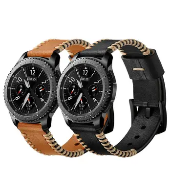 22mm Кожена каишка за Samsung galaxy watch 3 46mm 45mm Gear S3 / Amazfit GTR 47mm / Huawei часовник 3 / GT / GT2 46mm за резервна лента