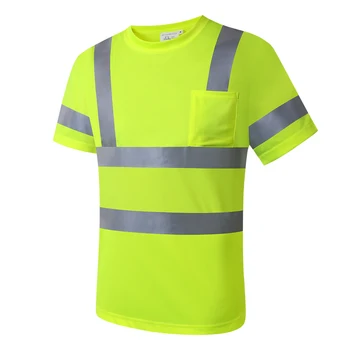  Ризи с висока видимост Безопасност Размер с къс ръкав S-7XL Hi Vis Строителни работни ризи Мъжко облекло за безопасност Работно облекло Ризи
