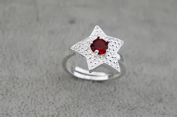 Петолъчна звезда Real 925 стерлинги сребърни пръстени за жени Регулируем сватбен пръстен Мода стерлинги-сребро-бижута момичета подарък #1