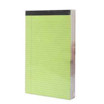 50 листа / подложка, 6 подложки / пакет за писане на бележка Pad Wide Ruled Lined Paper 14X8.3 В бяло & жълто & розово & зелено & синьо & лилаво