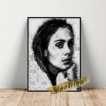 Adele Hot Actress Star Singer Vintage Black And White Portrait Art Poster, Sexy Girl Art Prints, Modern Home Decor Fans Collect