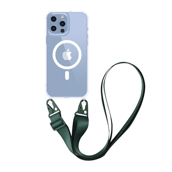 Crossbody каишка кабел Magsafe телефон случай за iPhone 15 11 12 13 14 Pro Max Plus въже за ремък за Magsafe удароустойчив TPU капак