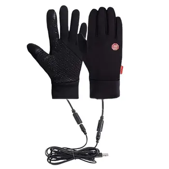 Отопляеми ръкавици със сензорен екран Пръсти Топъл полар алпинизъм Ски ръкавици USB отопляеми зимни ръкавици Аксесоари за колоездене