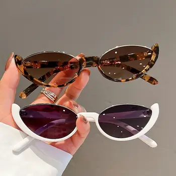 Модерни жени мъже малки котешки очи слънчеви очила нюанси полурамка слънчеви очила