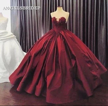 ANGELSBRIDEP Сладки 16 Бургундска бална рокля Quinceanera рокли 2023 Скъпа апликация вестидос де 15 ано принцеса парти рокли