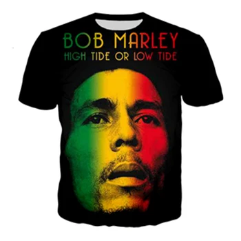 2023 Нова лятна мода хип-хоп тениски Реге инициатор Боб Марли 3D печат тениска мъже жени случайни O-образно деколте извънгабаритни тениска