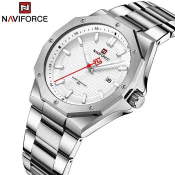 Топ марка NAVIFORCE Нови мъжки часовници от неръждаема стомана Спортни водоустойчиви дата дисплей кварц случайни ръчен часовник Relogio Masculino