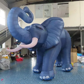5m Висок гигантски надуваем слон за външна реклама Голям надуваем изкуствен слон Животински безплатен въздушен транспорт до врата