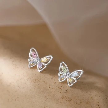 1Pair силует циркон кристал пеперуда обеци за жени момичета сватбено тържество нов фин бижута подарък