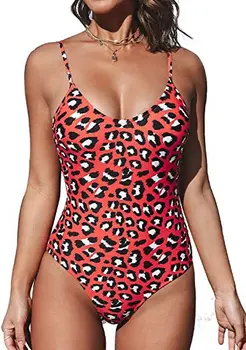 Син леопард печат V-образно деколте едно парче бански секси силует подплатени жени нови момичета плаж бански костюми бански