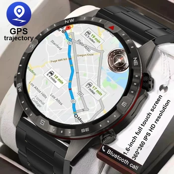 Нов здрав бизнес спорт Smart Watch компас 1.6Inch HD екран титанов случай мъже GPS Track NFC Smartwatch BT Call For Android