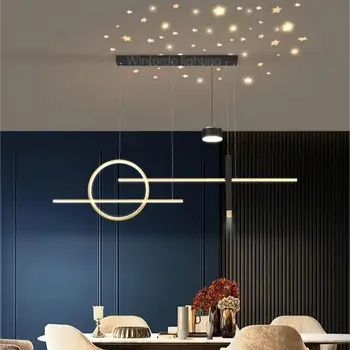 Модерна луксозна висулка светлина Творческа звездна проекция LED висящо осветление за хол Полилей за трапезария Декорация на дома
