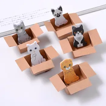 1 Piece Kawaii Cute Cat Sticky Memo Pad Notes Съобщение Публикуване на бележници Bookmark Училище Студентски офис Канцеларски материали Декорация на дома
