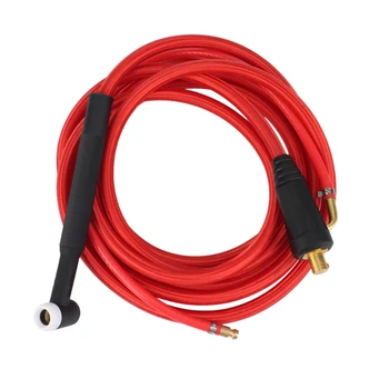 TIG заваръчна горелка бърз конектор газ-електрически интегриран червен маркуч кабелни проводници 4M 35-50 евро конектор 13.12Ft