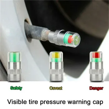 8Pcs 2.4Bar Индикатор за налягането в гумите Клапан Капачка за налягането в автомобилната гума Мотоциклет Мониторинг на налягането в гумите Проверка на предупреждението за очите