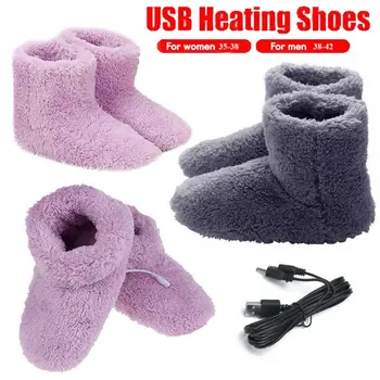 Полезно плюшени удобни USB зареждане крак топло обувки топло крак електрически отопляеми обувки зимата затопляне чехъл